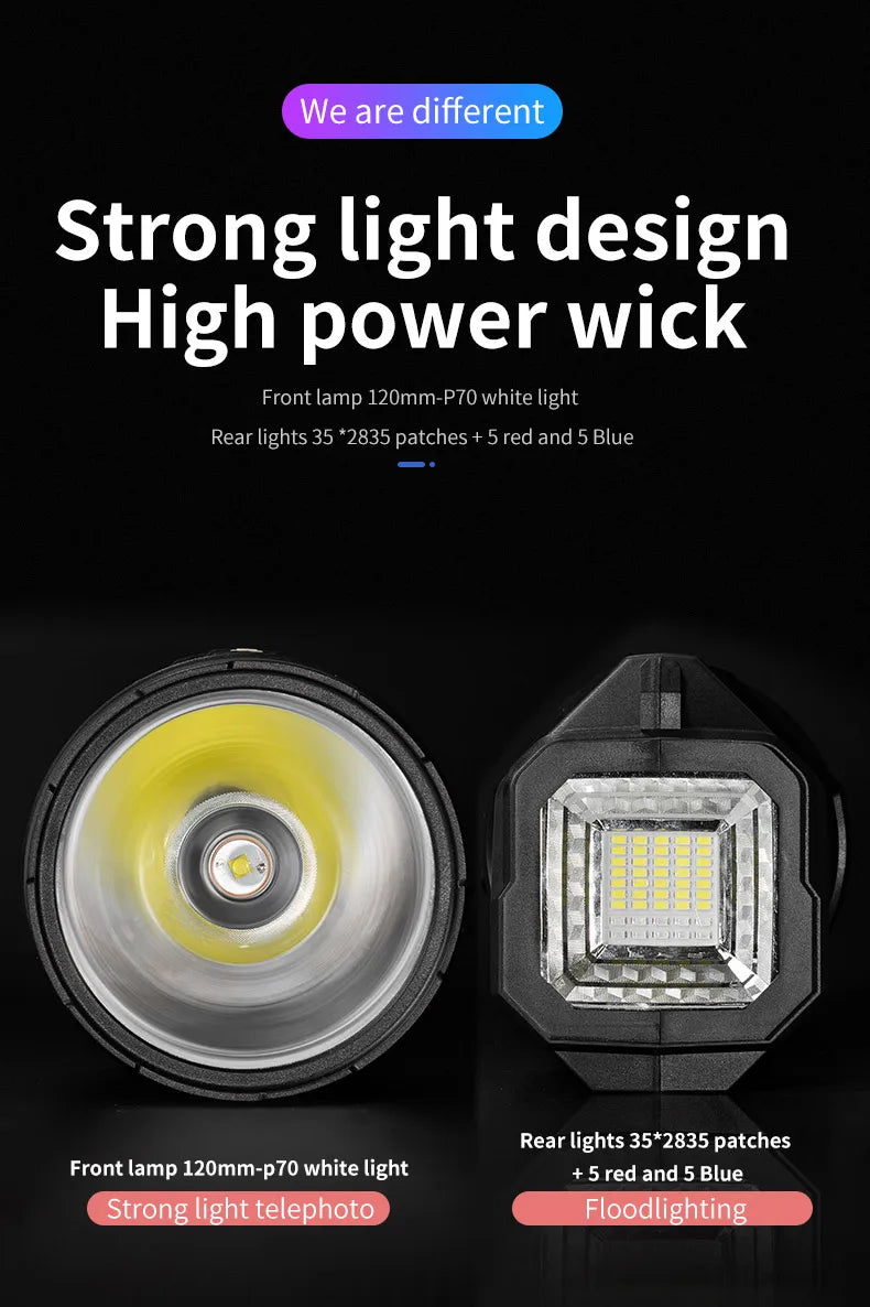 Powerful Spotlight Portable Searchlight Large Capacity Lithium Battery Rechargeable Lamp With Power Bank Function Flashlight