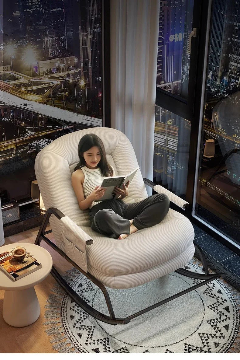 Modern Corduroy Living Room Chair Multifunctional Lazy Chair with Backrest for Balcony Home Leisure Creative Design