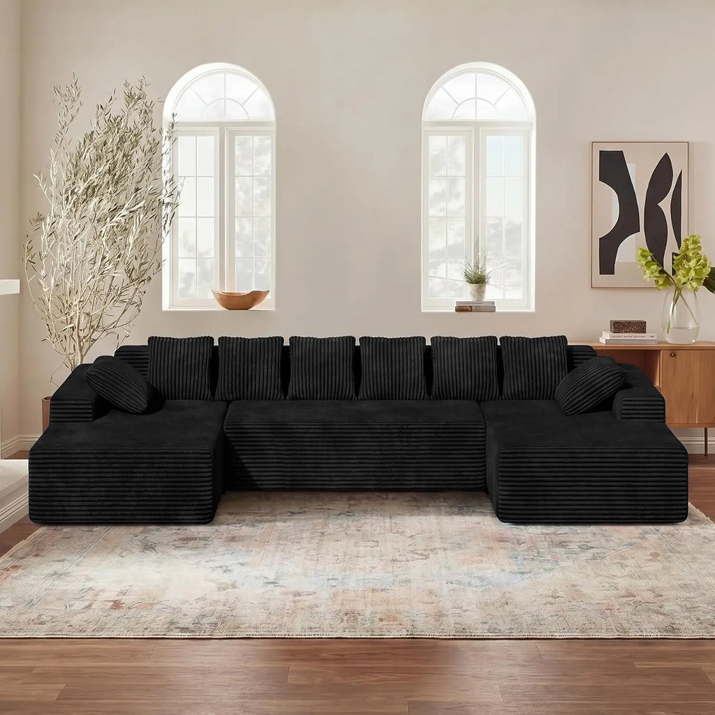 131'' Oversized Boneless Cloud Couches with Chaise, Deep Seat U Shaped Modular Sectional Sofa for Living Room 1PCS,, Customized