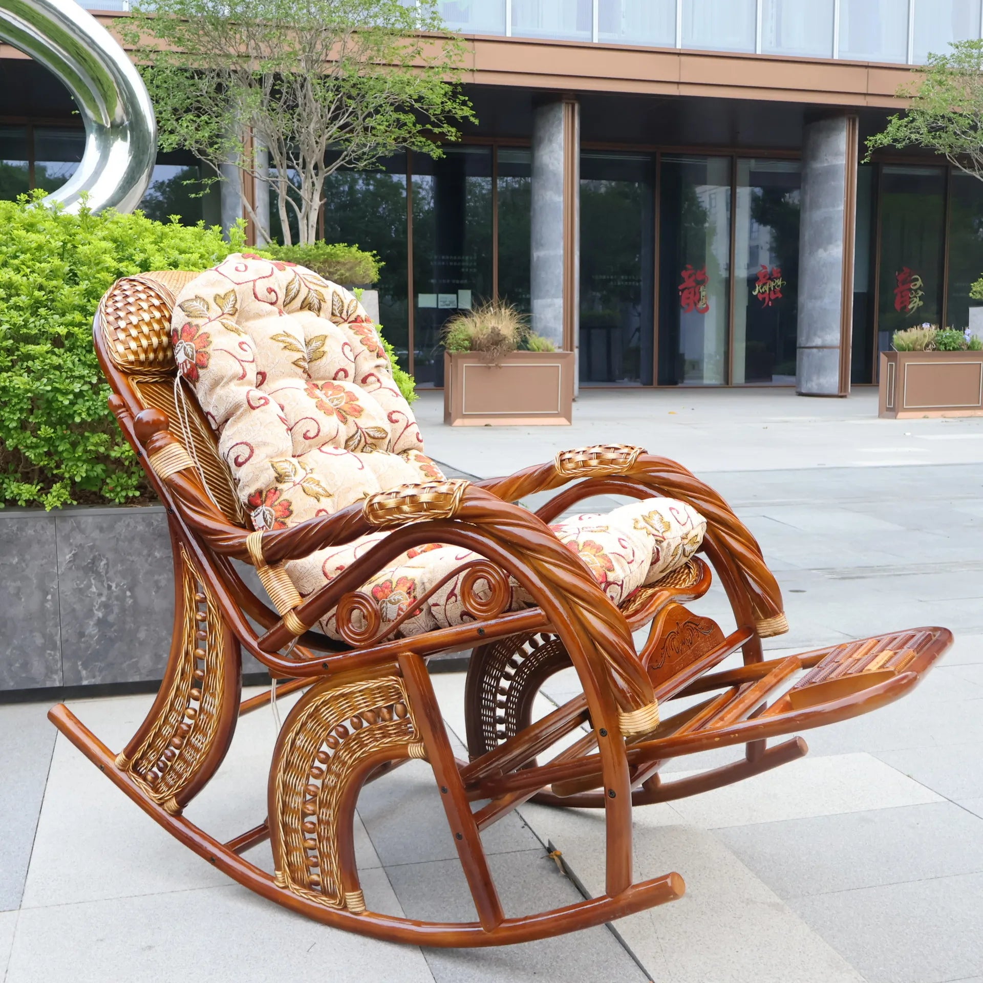 Natural rattan rattan household rocking recliner back recliner nap chair leisure household elderly free