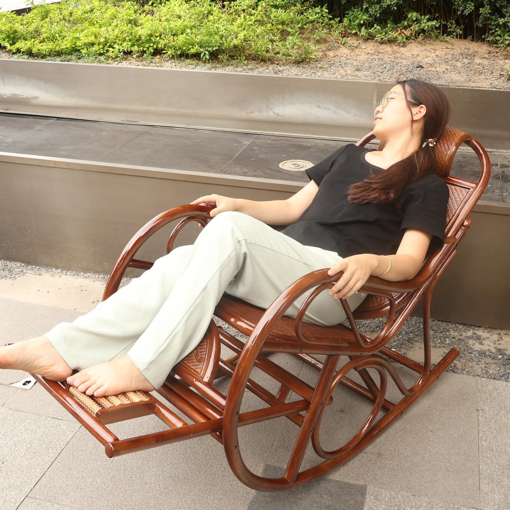 Natural rattan rattan household rocking recliner back recliner nap chair leisure household elderly free