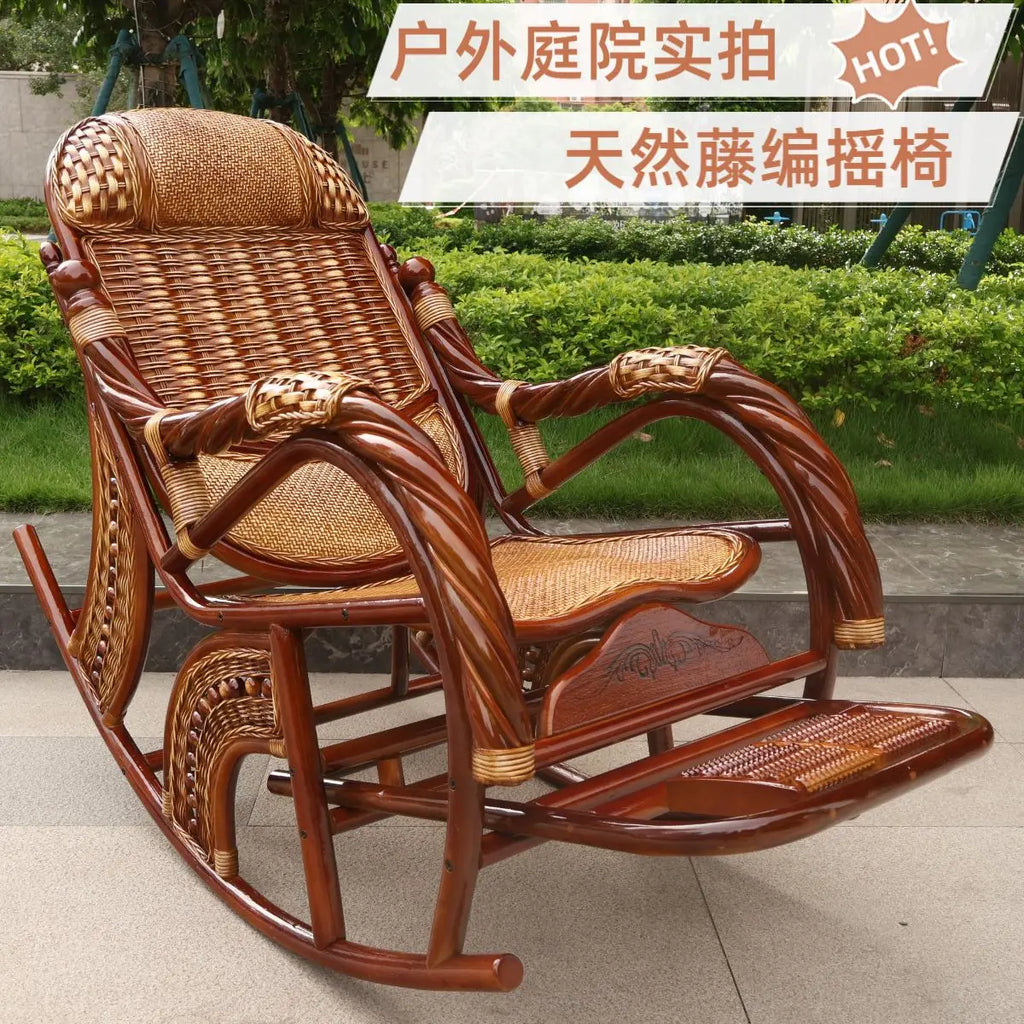 Natural rattan rattan household rocking chair recliner back recliner nap leisure household elderly free