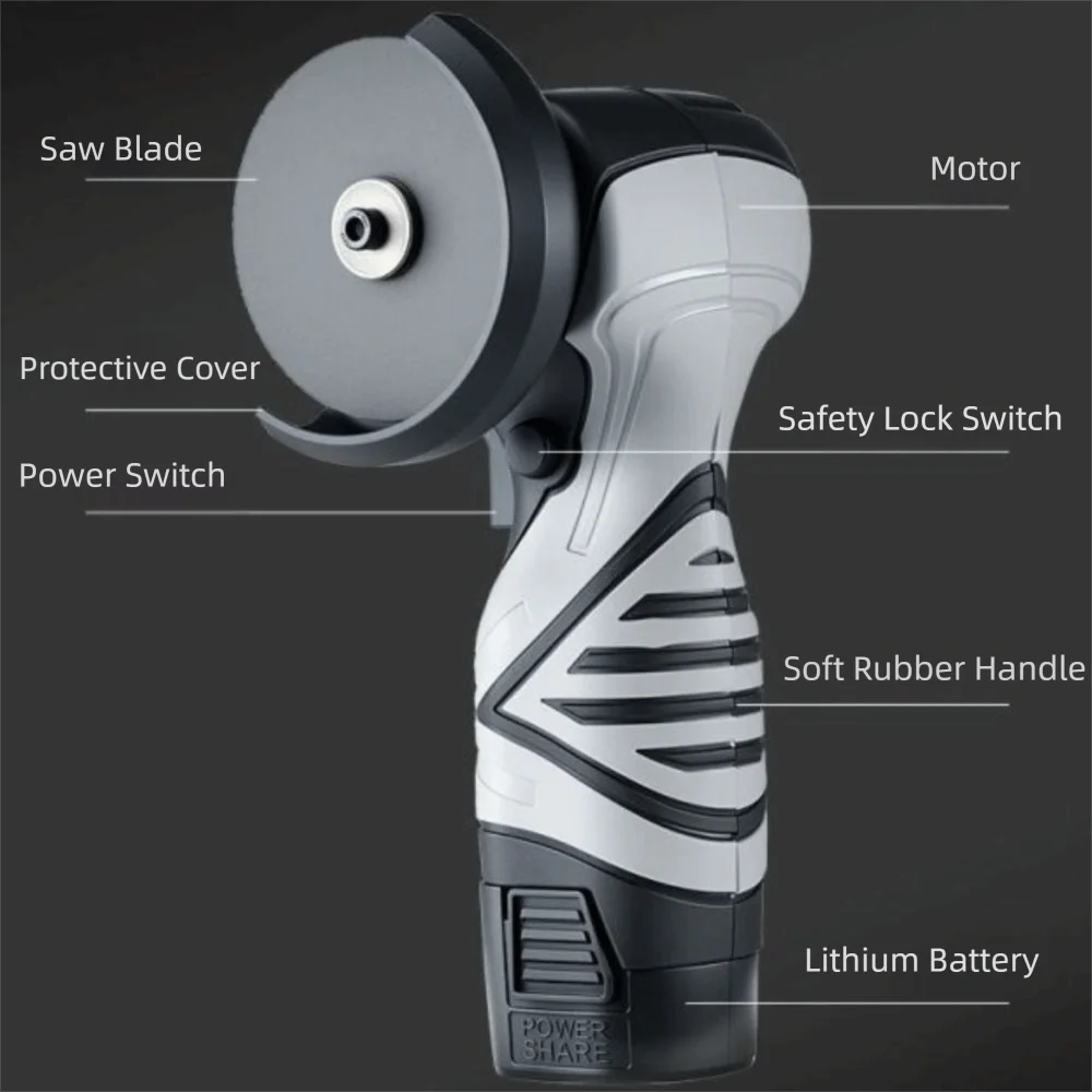 Cordless Design Electric Angle Grinder Protective Guard Compact Cordless Angle Grinder Tool Non-slip Striped