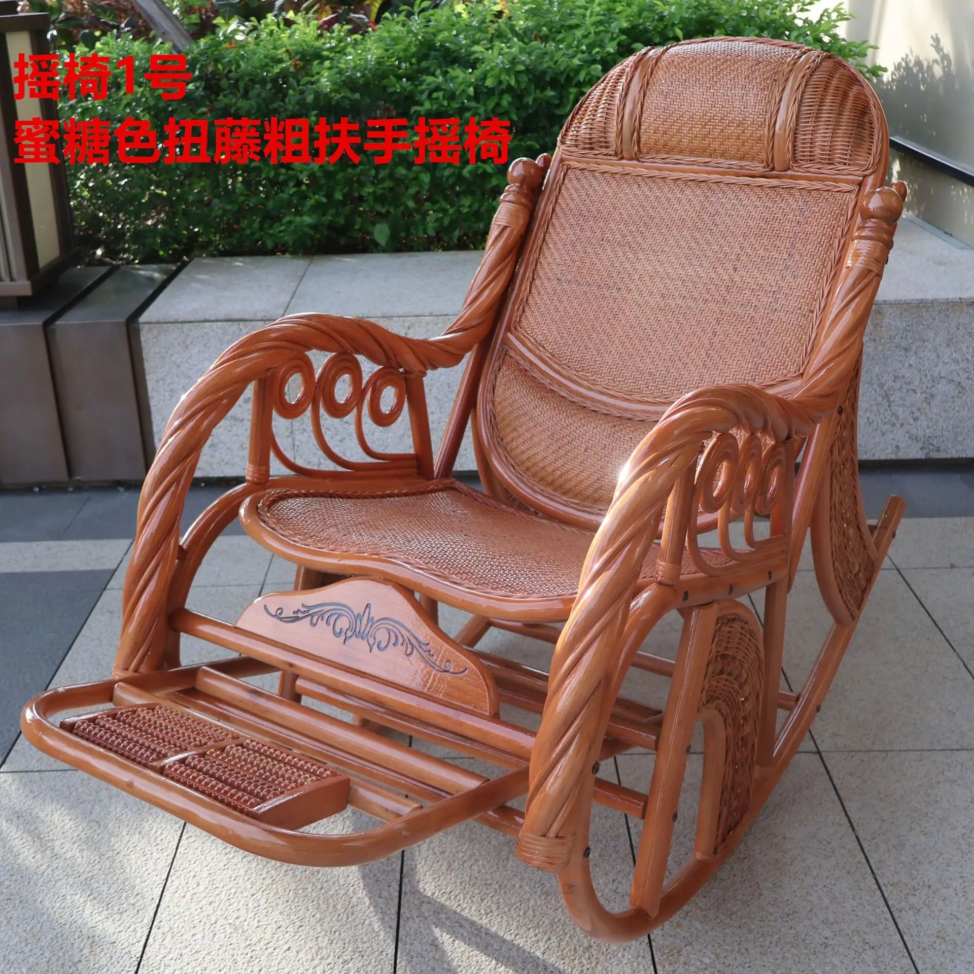 Natural rattan rattan household rocking recliner back recliner nap chair leisure household elderly free