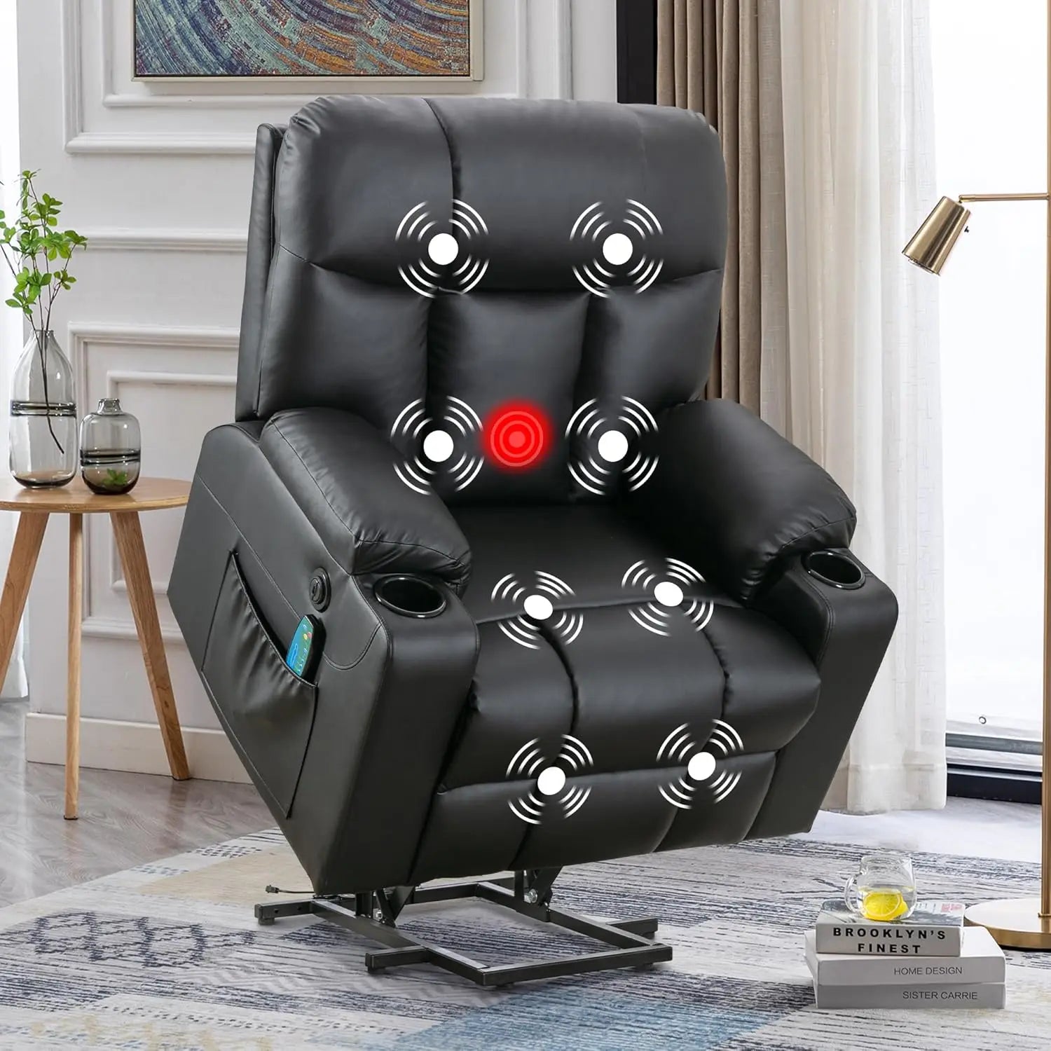 Extra Wide Lift Chair with Heat and Massage, Faux Leather Power Lift Recliner Massage Chair for Adults Elderly,, Customized