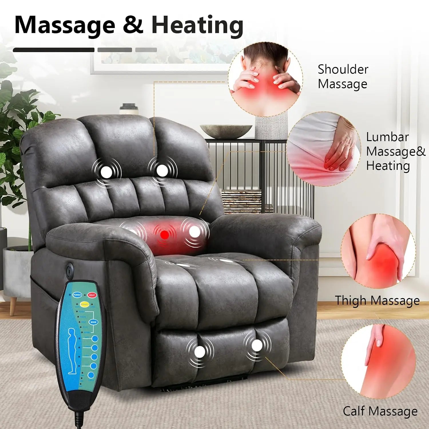 Oversized Power Lift Recliner with Massage and Heat for Elderly, Faux Leather Electric Lifting Reclining Chair with, Customized