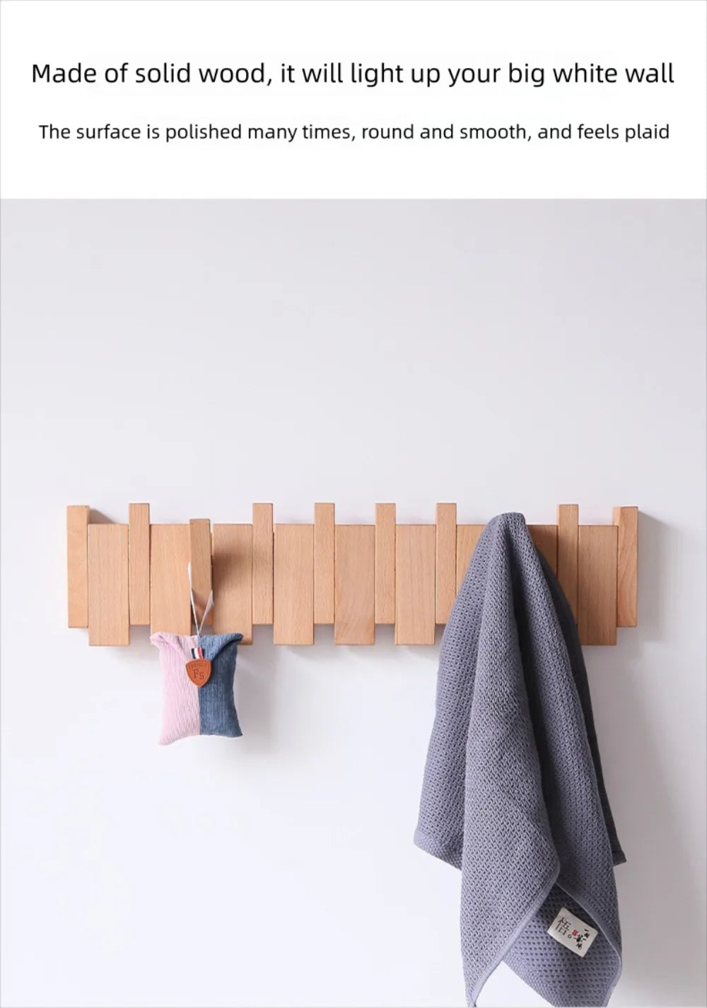 Creative Wall Mounted Wood Coat Racks Piano Key Shaped Art Entry Door Porch Hanging Hook with 8 Hooks Hats Organizer Keys