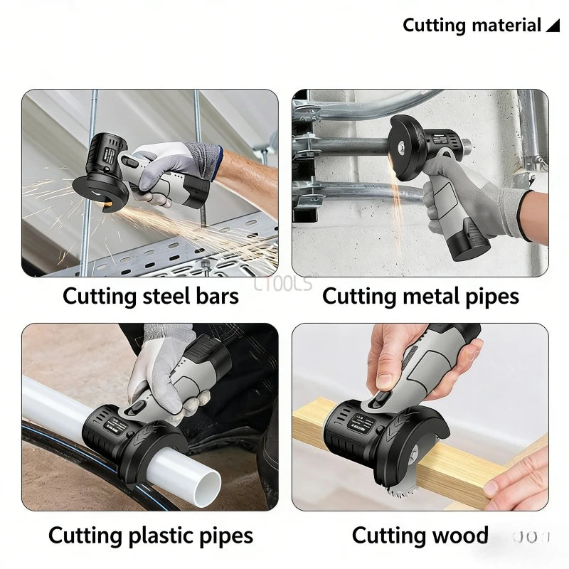 Mini Brushless Angle Grinder Self-locking Electricity Display Cutting Machine Soft Rubber Handle Portable Small Angle Grinder