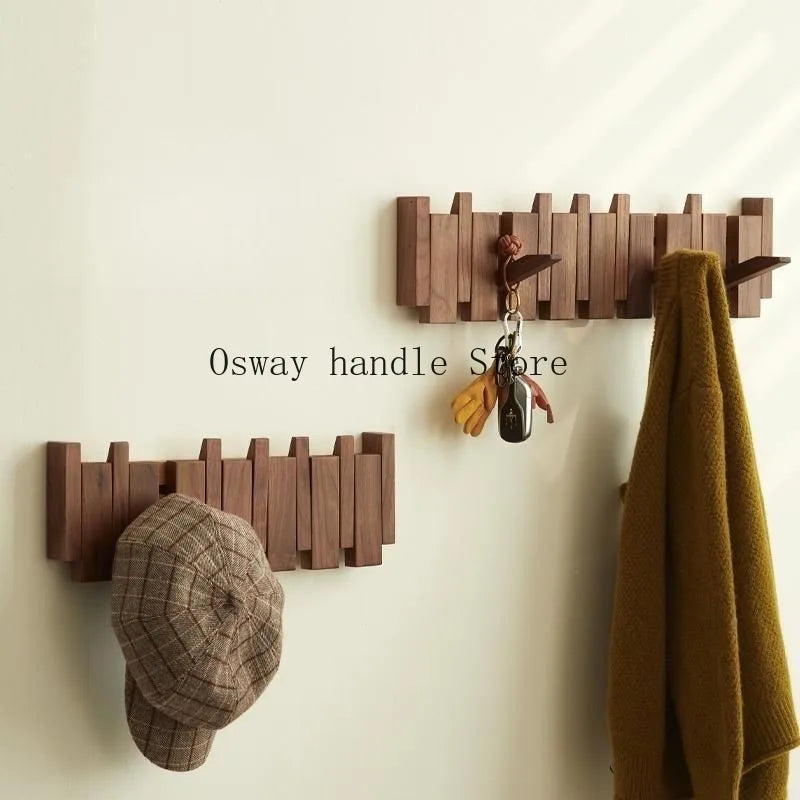 Natural wood wall-mounted piano coat rack, porch wall art hook closet kitchen bedroom porch