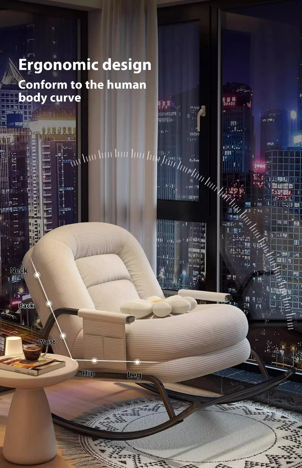 Modern Adult Single Lazy Sofa Reclining Chair Home Folding Leisure Chair Living Room Balcony Bedroom Hotel/Dining Metal