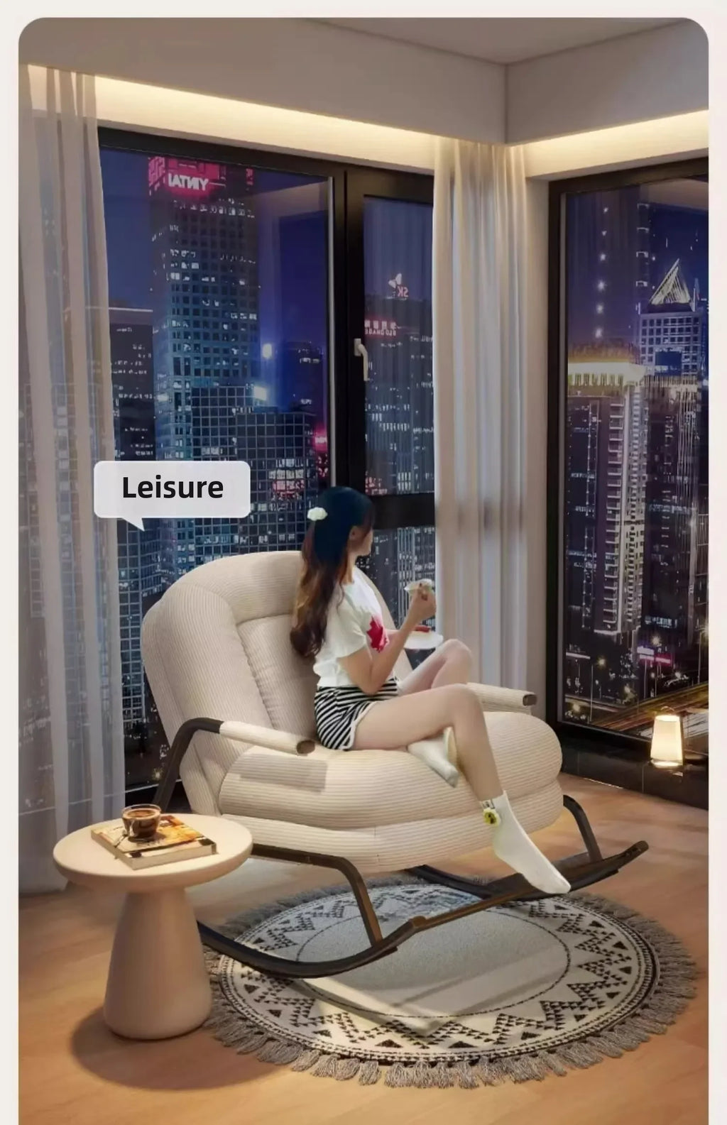 Modern Adult Single Lazy Sofa Reclining Chair Home Folding Leisure Chair Living Room Balcony Bedroom Hotel/Dining Metal