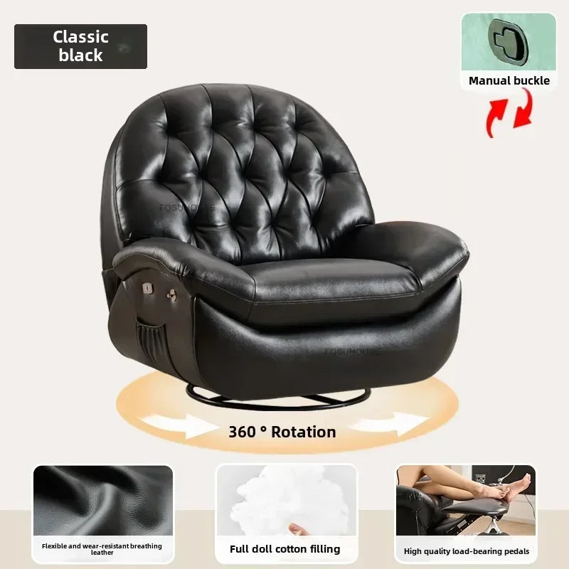 Nordic Home Rotating Recliner Modern Living Room Furniture Leisure Lazy Sofa Bed Rocking Chair Designer Fabric Living Room Sofas