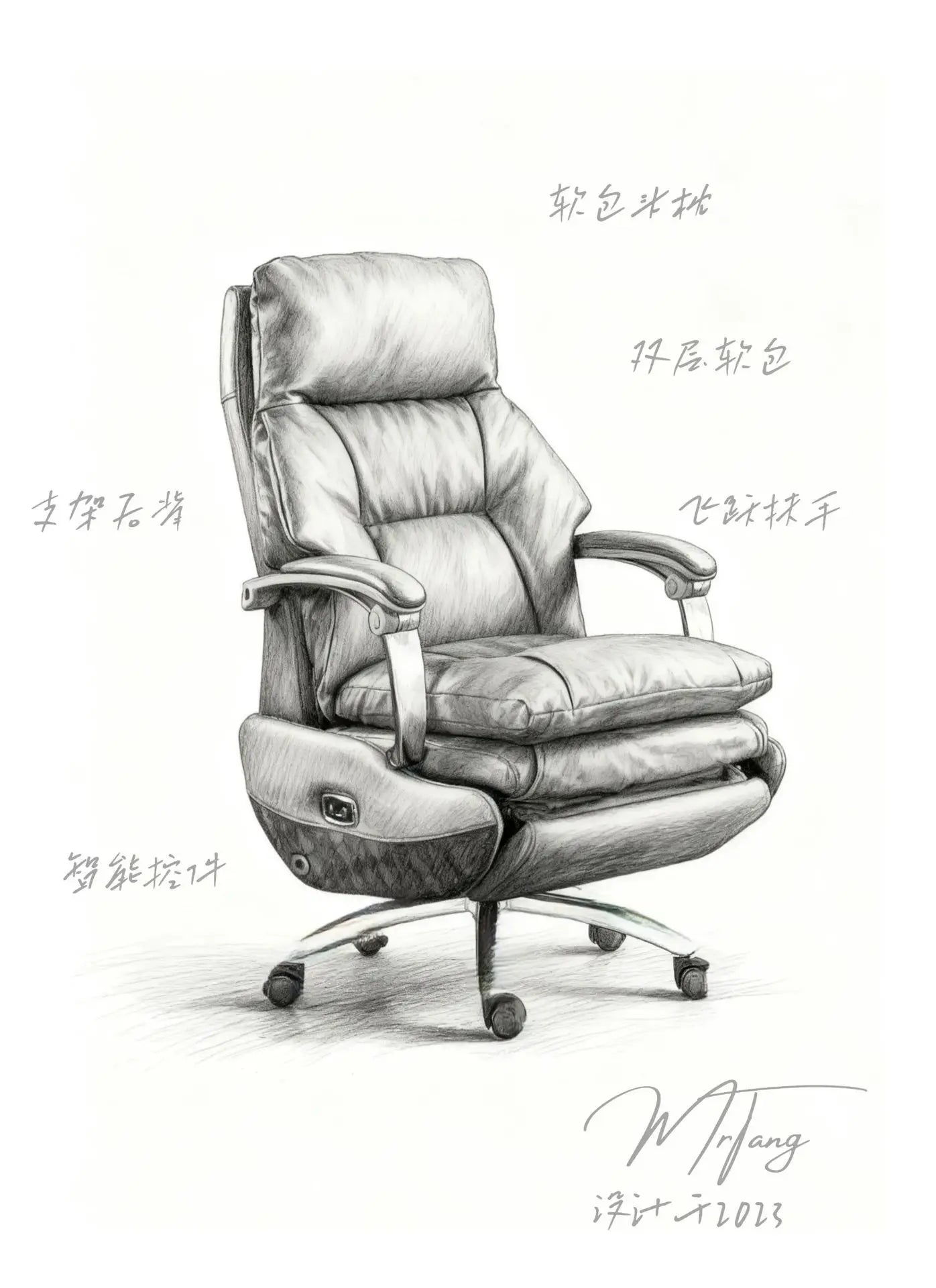 E136Electric boss leather office reclining office chair, comfortable sedentary home, study massage