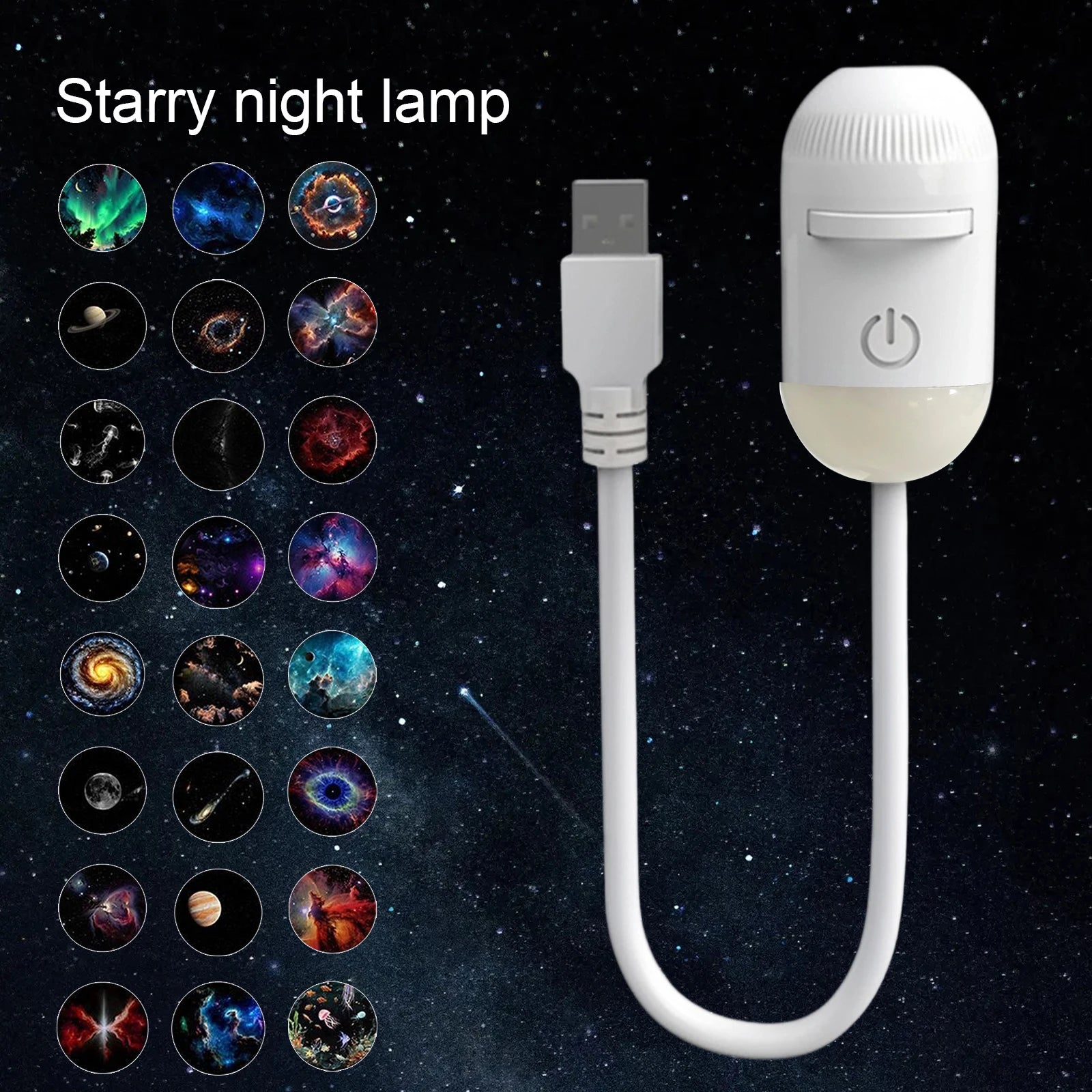 2-in-1 Mini Galaxy Star Projector Night Light Sliding Films Starry Sky Ambient Light 360° Rotating Background Atmosphere Light