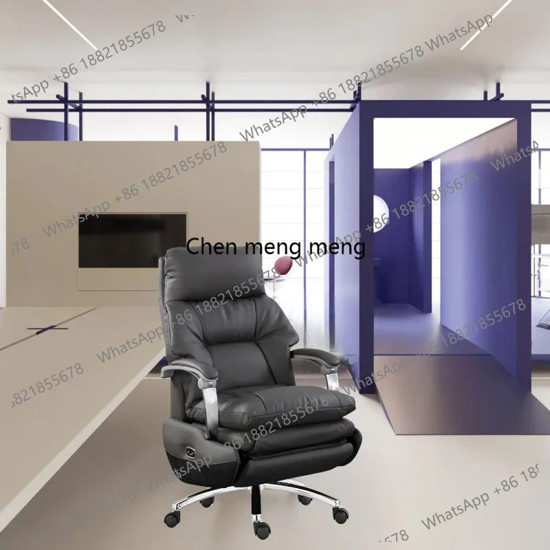 E136Electric boss leather office reclining office chair, comfortable sedentary home, study massage
