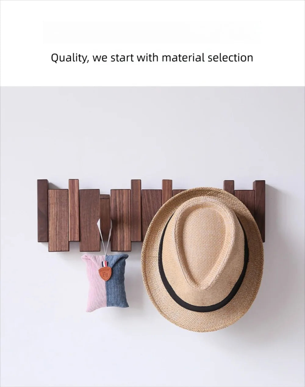 New Wall Mounted Wood Coat Racks with 8 Hooks Art Entry Door Porch Hanging Hook Piano Key Shaped Hats Organizer Keys