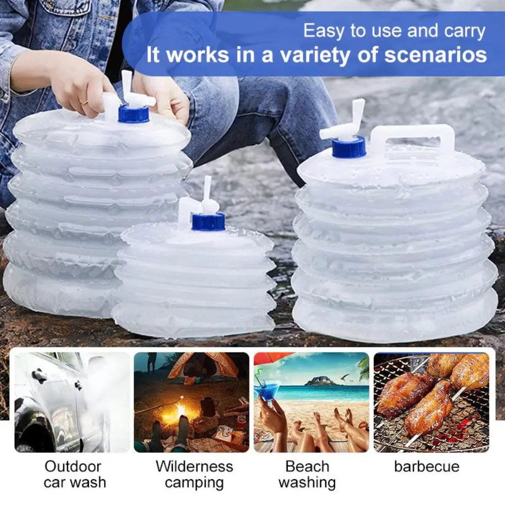 5/10/15L Folding Water Bucket Reusable with Faucet Water Bag Large Capacity Water Storage Container