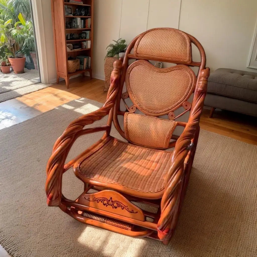 HYS rattan chair natural real rattan rocking chair adult rocking recliner leisure home balcony rattan elderly carefree nap