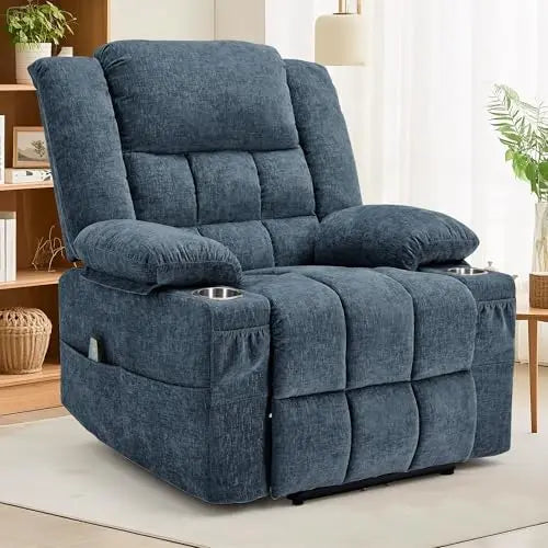 360° Swivel Rocker Recliner for Adults, Nursery Glider Recliner with Massage and Heating, Rocking Chair with Cup