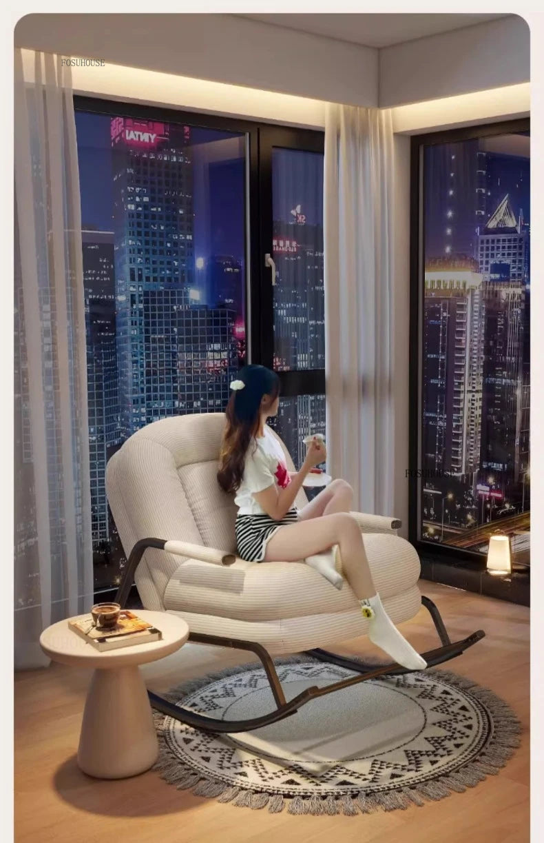 Corduroy Backrest Lazy Chair Multifunctional Comfortable Modern Creative Seating for Balcony Living Room Bedroom Apartment Small