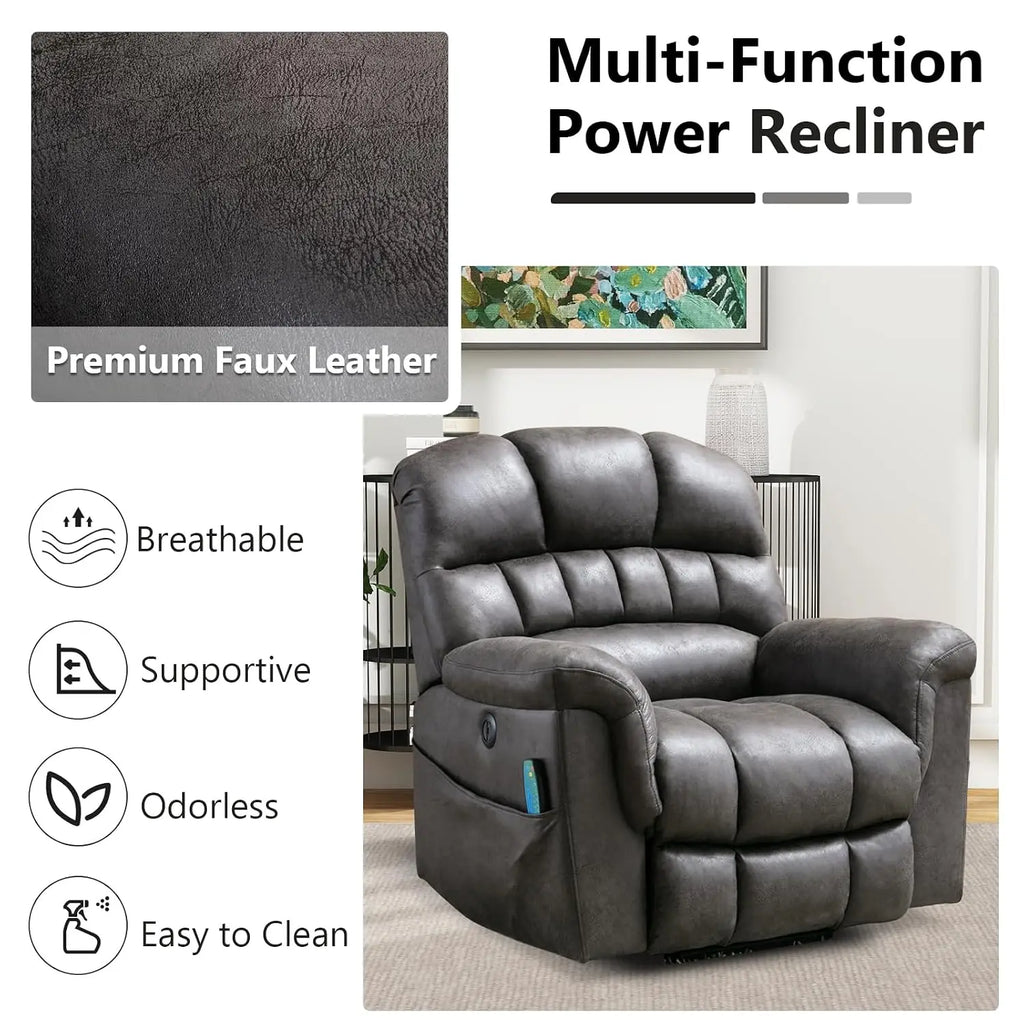 Oversized Power Lift Recliner with Massage and Heat for Elderly, Faux Leather Electric Lifting Reclining Chair with, Customized