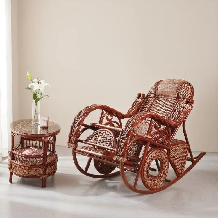 DSA living room real vine can sit rattan chair coffee table adult home balcony courtyard lazy leisure rocking chair