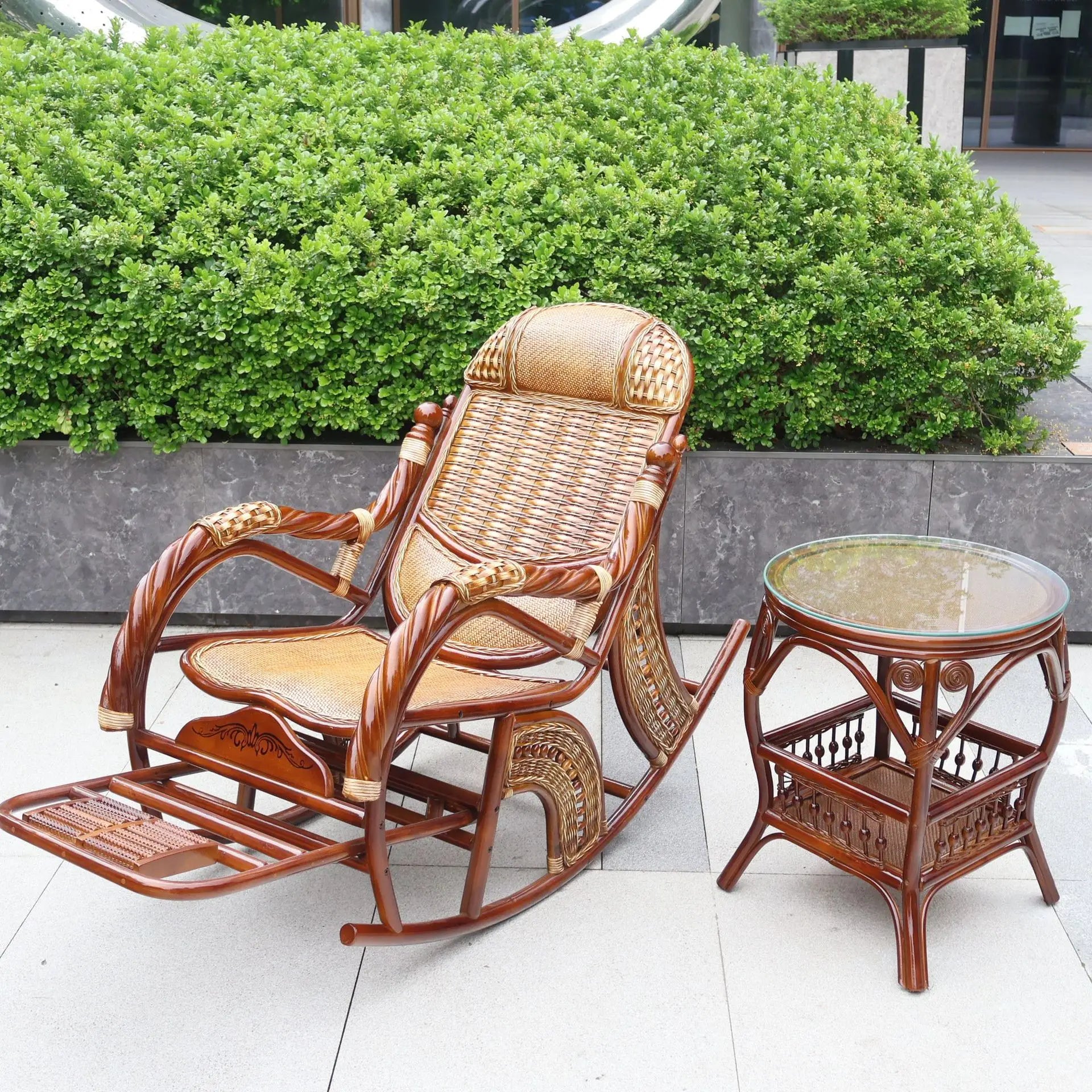 Natural rattan rattan household rocking recliner back recliner nap chair leisure household elderly free