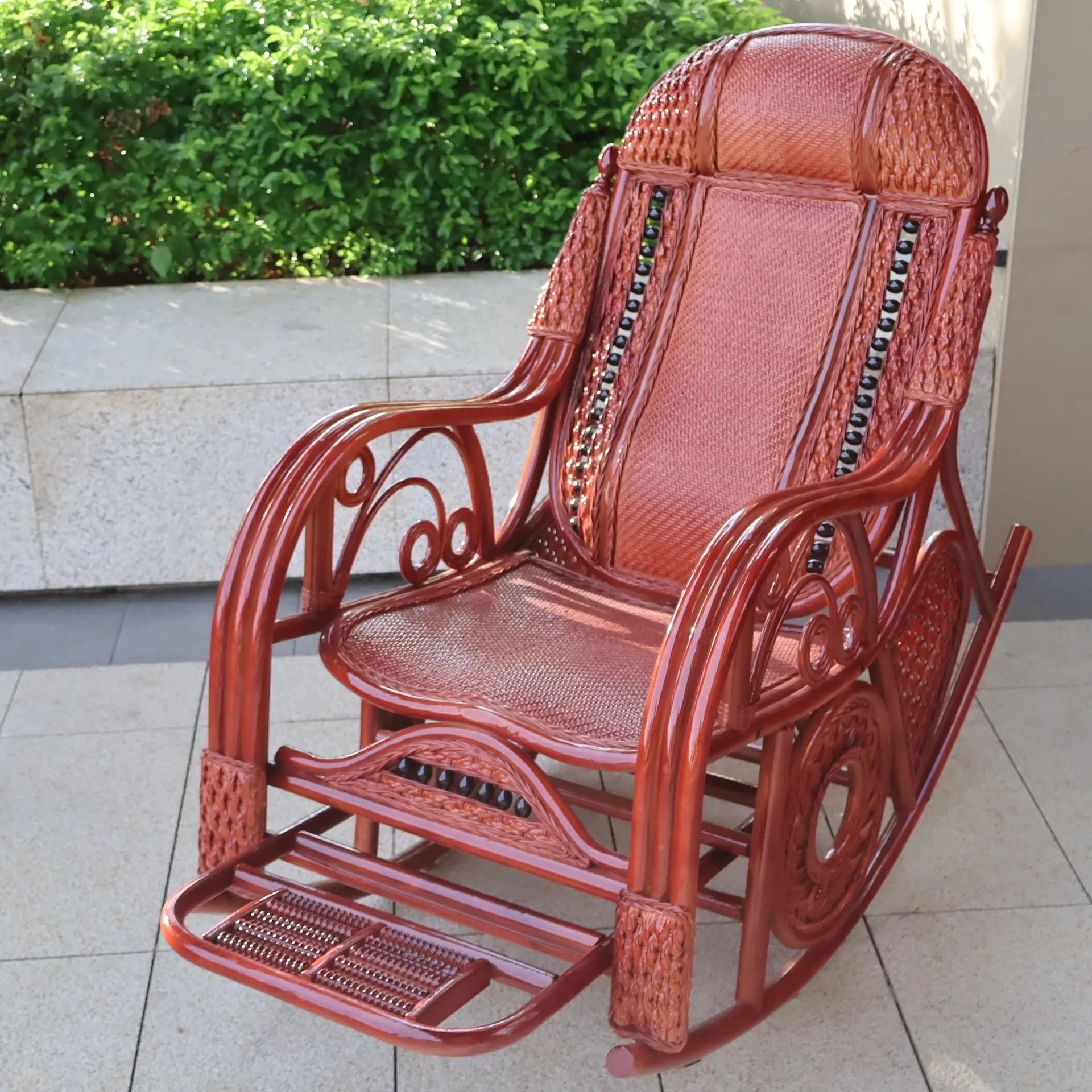 Leisure Lazy Rocking Chair Pastoral Rattan Natural Rattan Homestay Rocking Chair