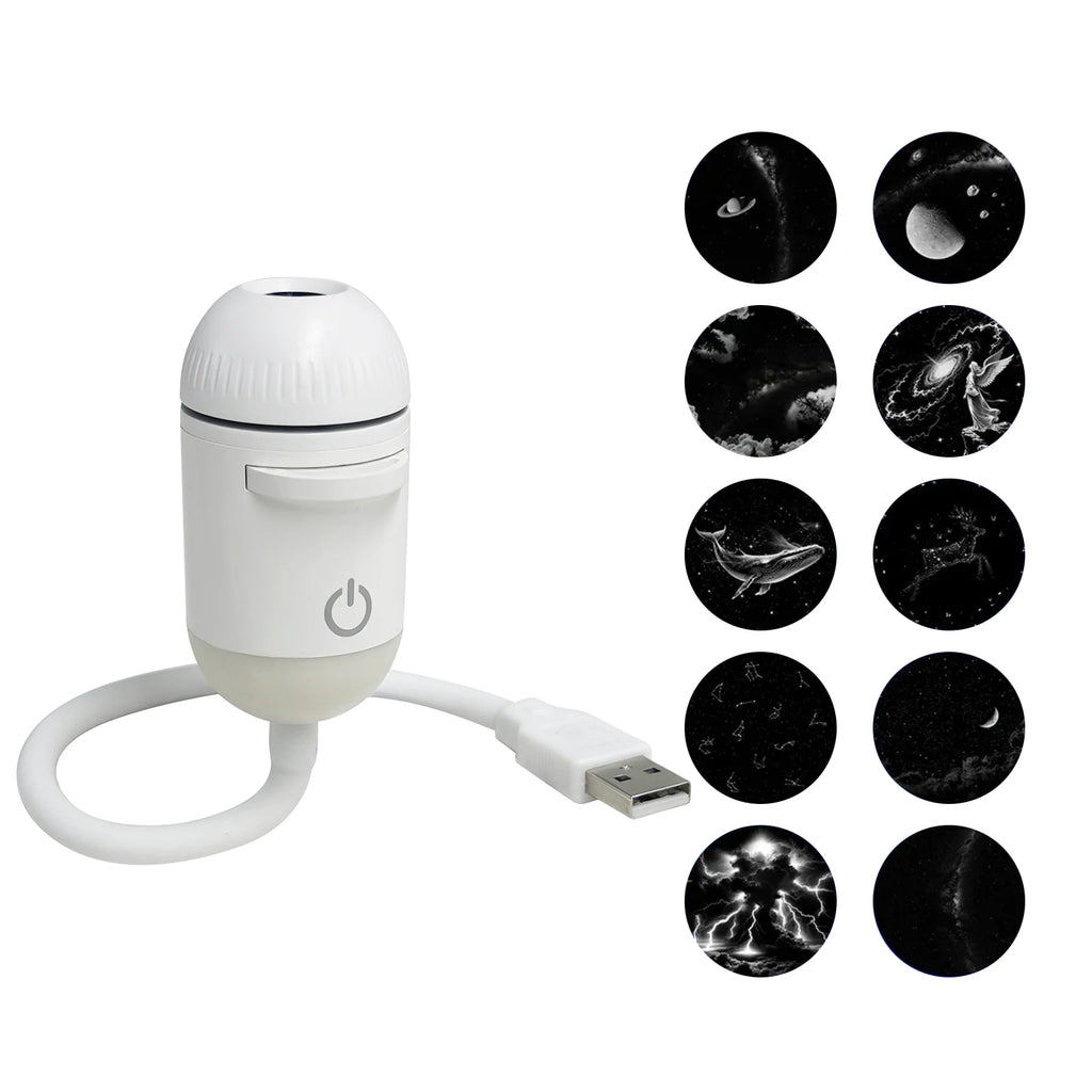 2-in-1 Mini Galaxy Star Projector Night Light Sliding Films Starry Sky Ambient Light 360° Rotating Background Atmosphere Light