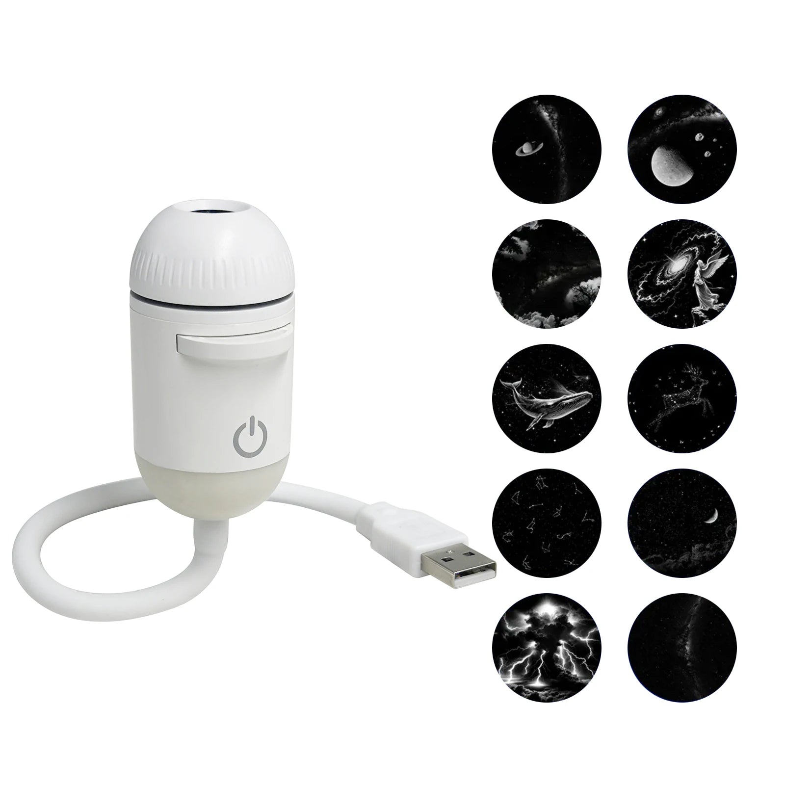2-in-1 Mini Galaxy Star Projector Night Light Sliding Films Starry Sky Ambient Light 360° Rotating Background Atmosphere Light