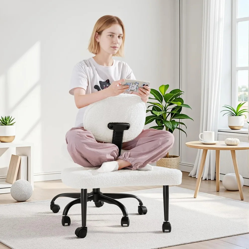 Ergonomic Criss Cross Legged Office Chair, 360° Swivel Meditation Kneeling Chair with Wheels, ADHD Chair