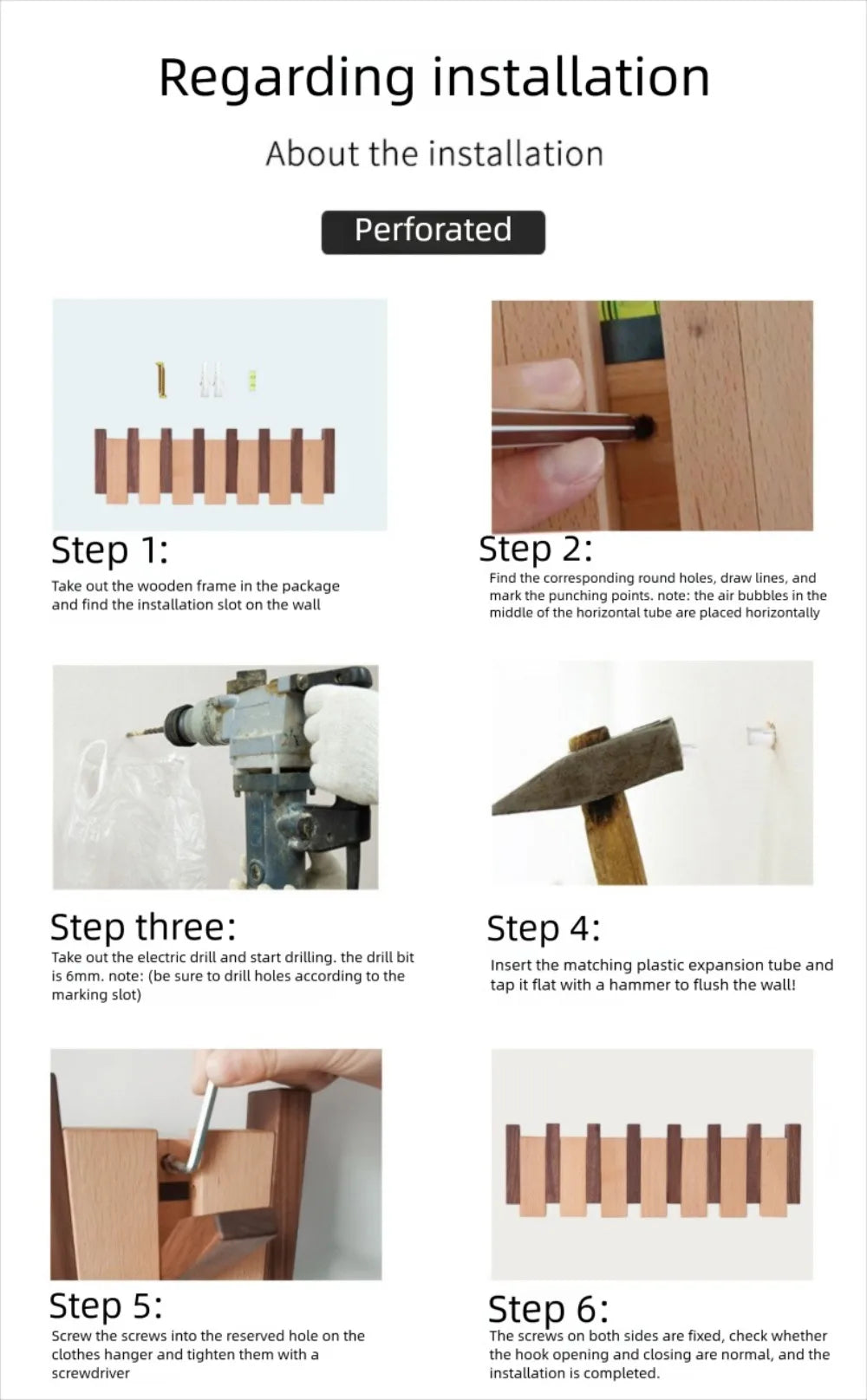 New Wall Mounted Wood Coat Racks with 8 Hooks Art Entry Door Porch Hanging Hook Piano Key Shaped Clothes Hook Home Decor