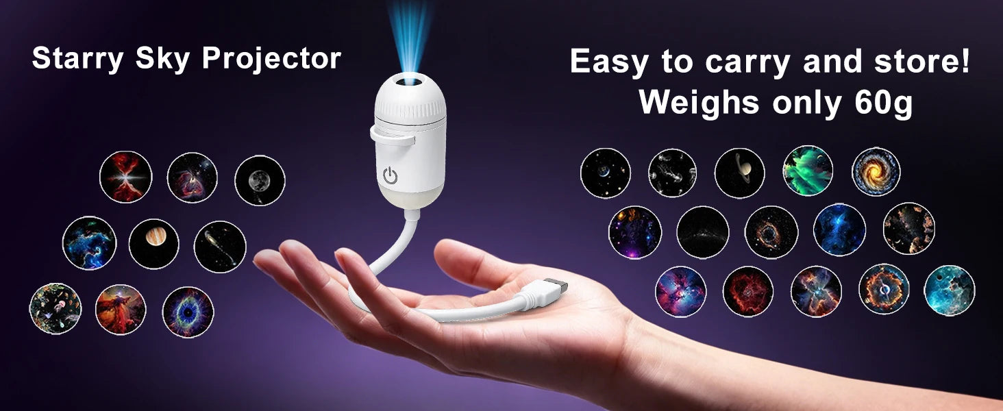 Salange 2-in-1 USB Galaxy Projector Night Light Starry Sky Projetors Lamp Manual Focus For Holiday Atmosphere/Photo Scenarios