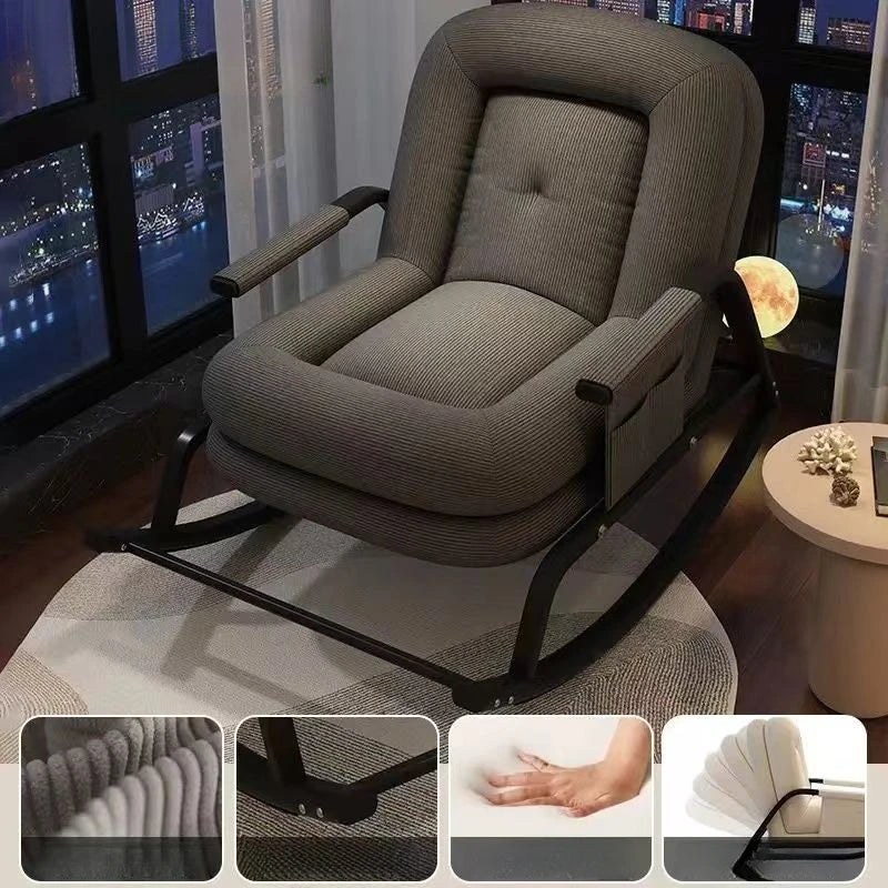 Lazy Rocking Chair Household Living Room Adult Balcony Leisure Bedroom Recliner Single Lazy Sofa Human Rocking Chair Muebles