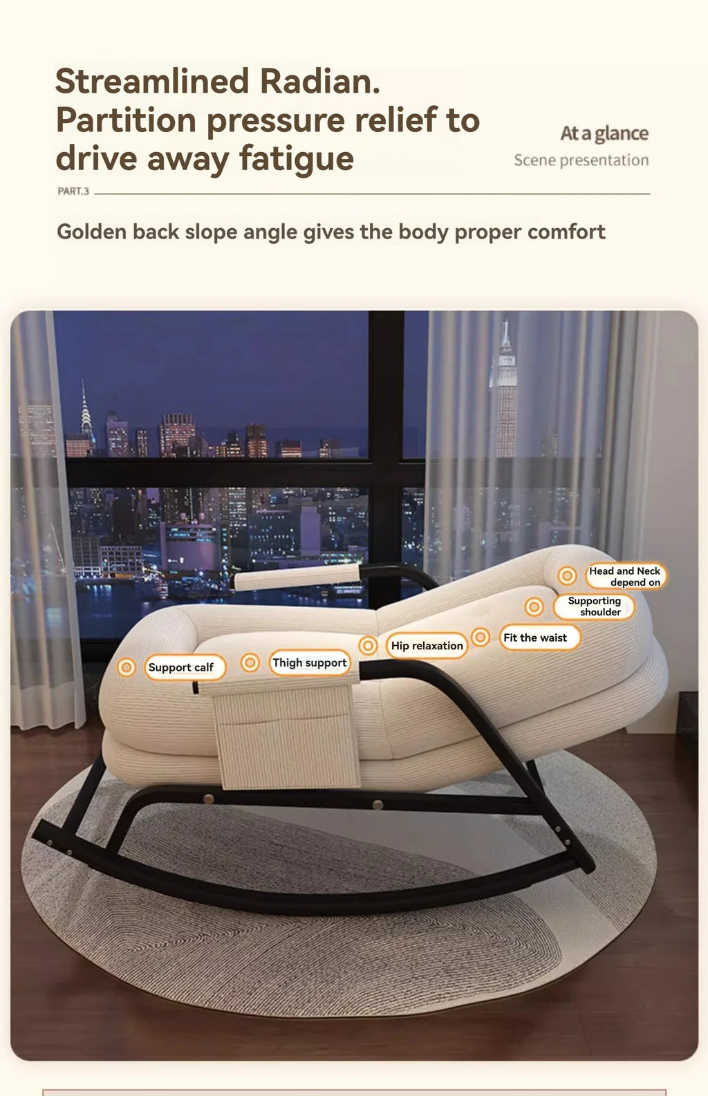 Swinging Chair Adults Can Sleep Creamy Style Dog House Rocking Chair Single Lazy Person, Home Small Sofa