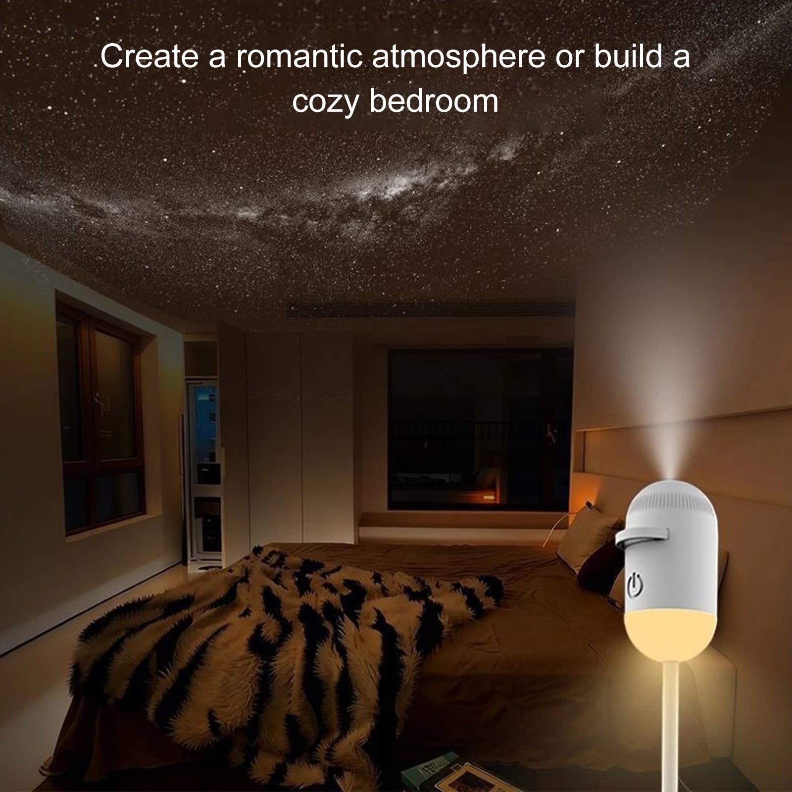 2-in-1 Mini Galaxy Star Projector Night Light Sliding Films Starry Sky Ambient Light 360° Rotating Background Atmosphere Light