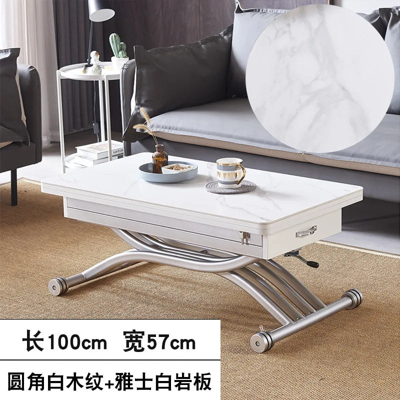 YFY  Activity Coffee Table Dining Table Integrated Small Apartment Folding Lifting Dual-use Movable with Wheels Two-in-One