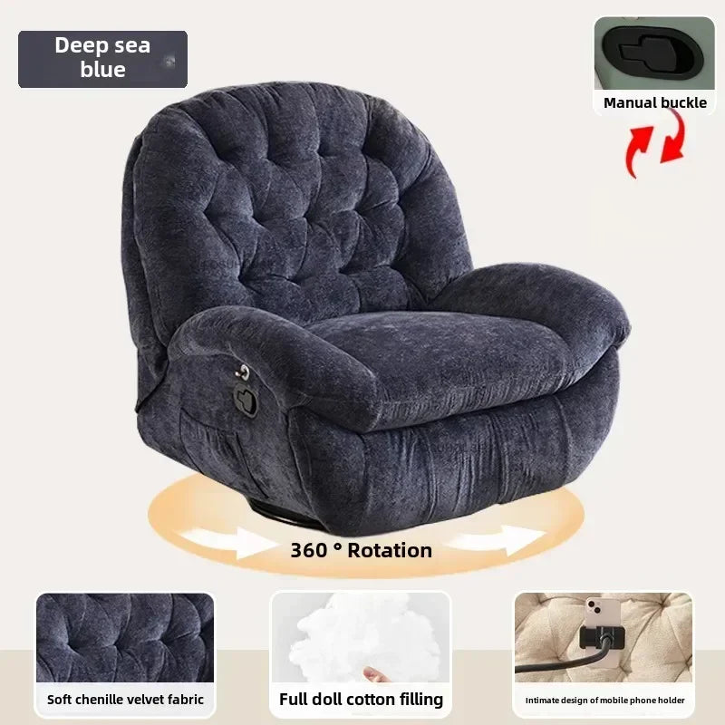 Nordic Home Rotating Recliner Modern Living Room Furniture Leisure Lazy Sofa Bed Rocking Chair Designer Fabric Living Room Sofas