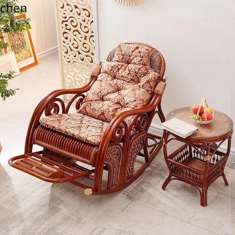 Natural rattan rocking chair adult sofa household cushion living room