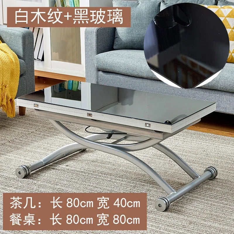 YFY  Activity Coffee Table Dining Table Integrated Small Apartment Folding Lifting Dual-use Movable with Wheels Two-in-One