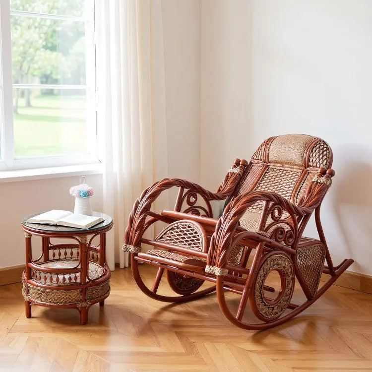 DSA living room real vine can sit rattan chair coffee table adult home balcony courtyard lazy leisure rocking chair