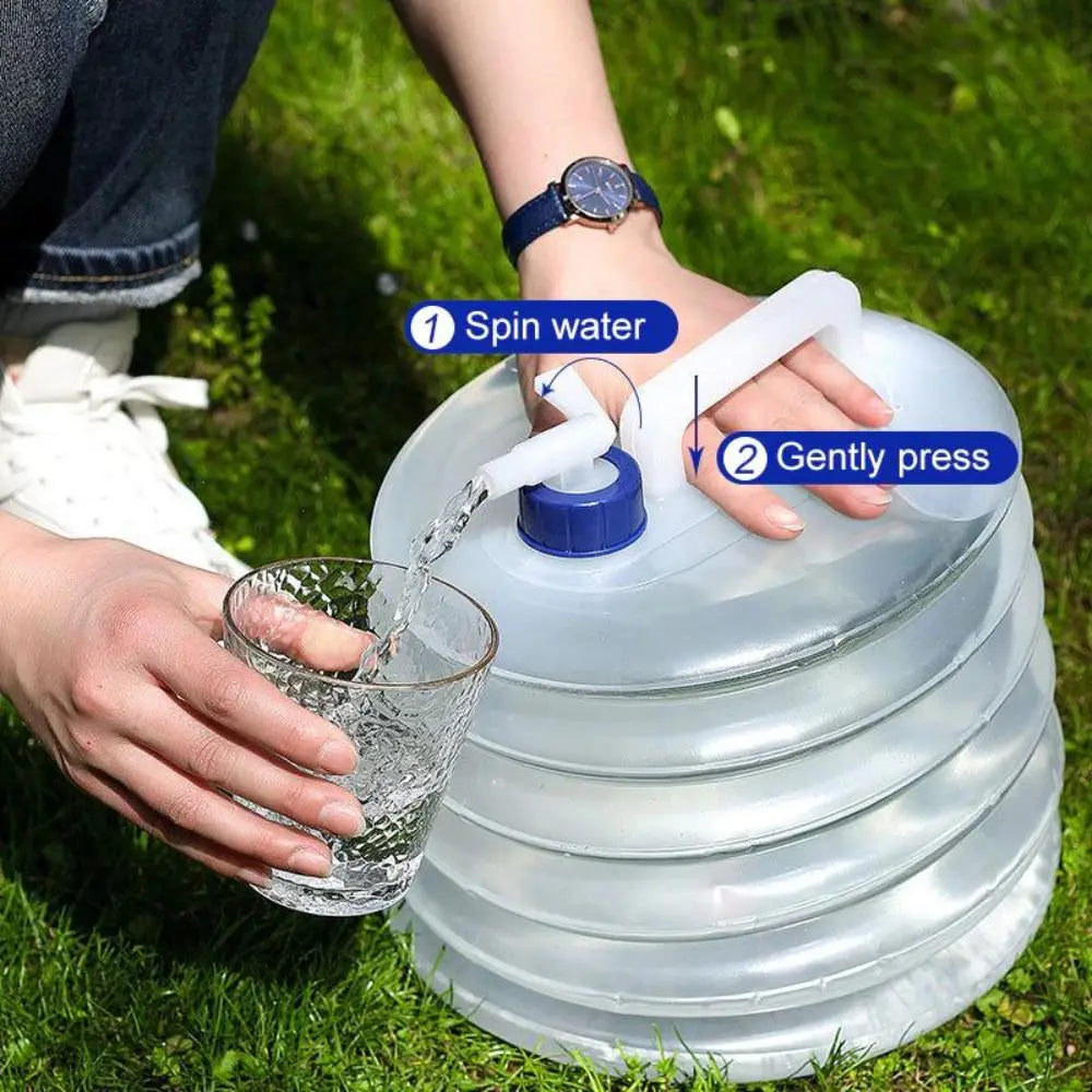 5/10/15L Folding Water Bucket Reusable with Faucet Water Bag Large Capacity Water Storage Container