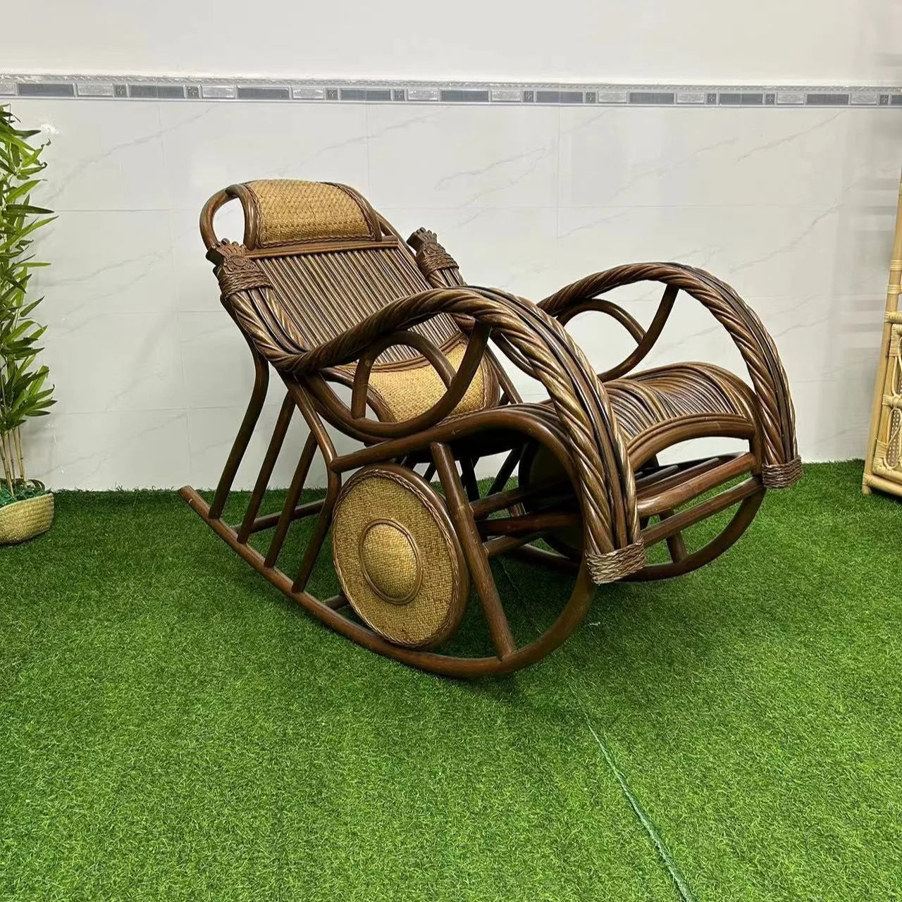 Natural vine elderly nap household lazy rocking  adult balcony leisure recliner rocking chair