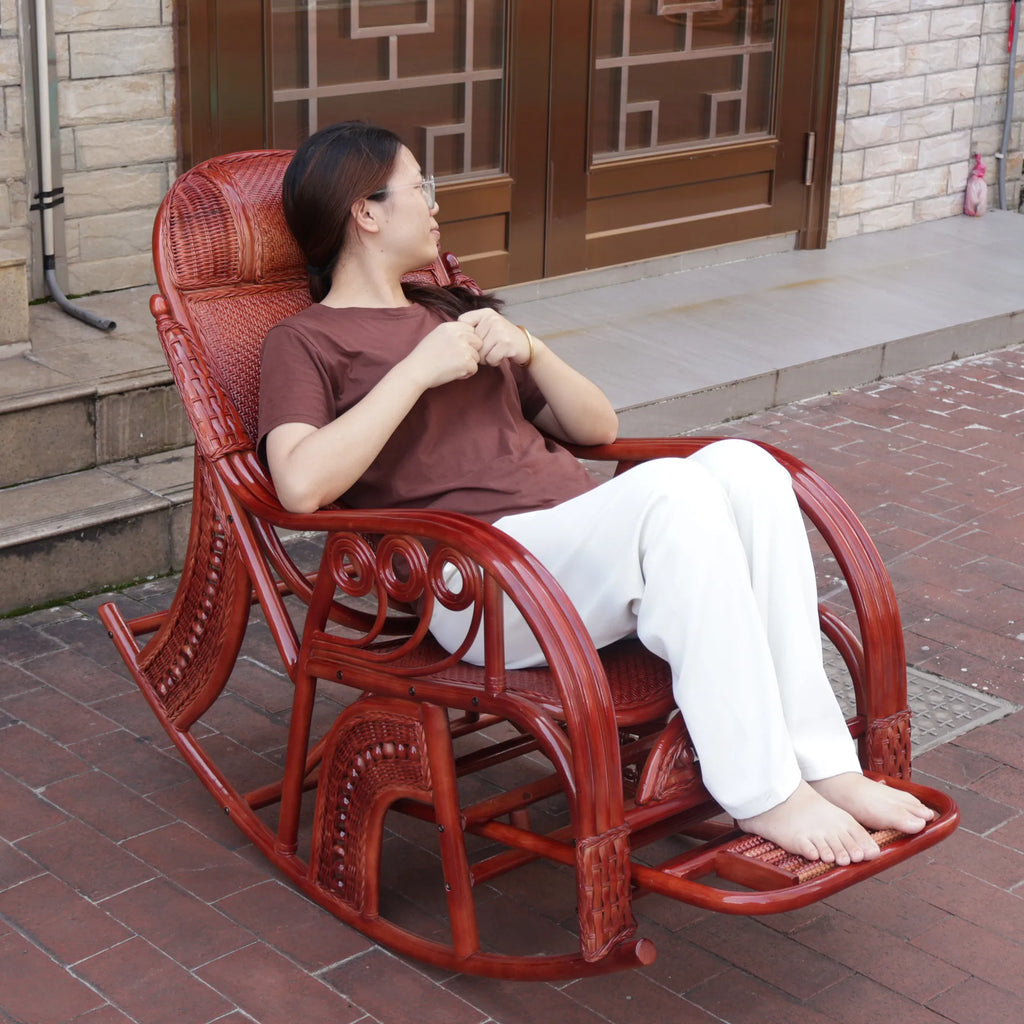 Natural rattan rattan household rocking chair recliner back recliner nap leisure household elderly free