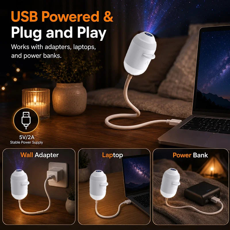 Smart Dynamic 5d Holographic Night Light Projector Galaxy Star Ocean Projector 360° Rotate Usb Dome Light For Bedroom Car Decor