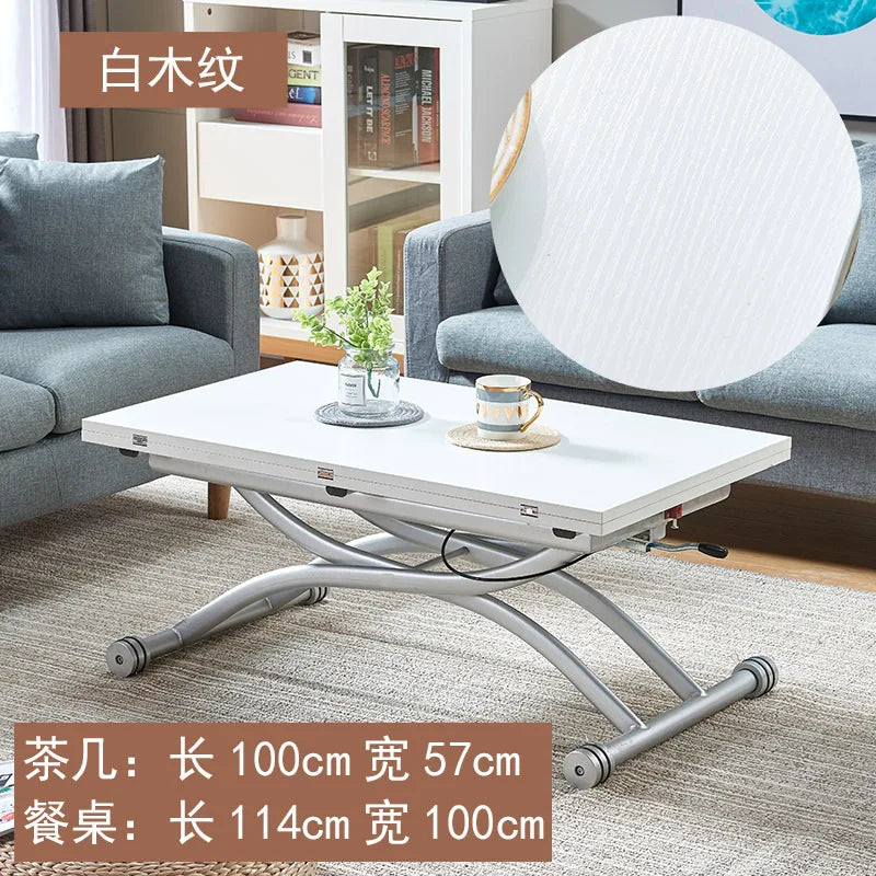 movable coffee table dining table integrated household small apartment folding lifting living room table dual-purpose movable