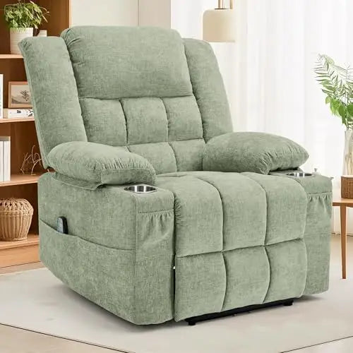 360° Swivel Rocker Recliner for Adults, Nursery Glider Recliner with Massage and Heating, Rocking Chair with Cup