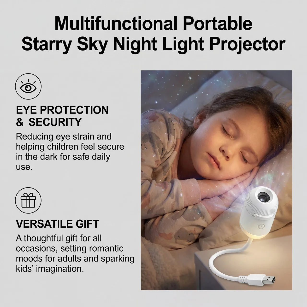 Dual Mode Mini Galaxy Starry Sky Projector Night Light 2-IN-1 Night Light Mode & Starry Sky Mode Furniture Atmosphere Warm Light