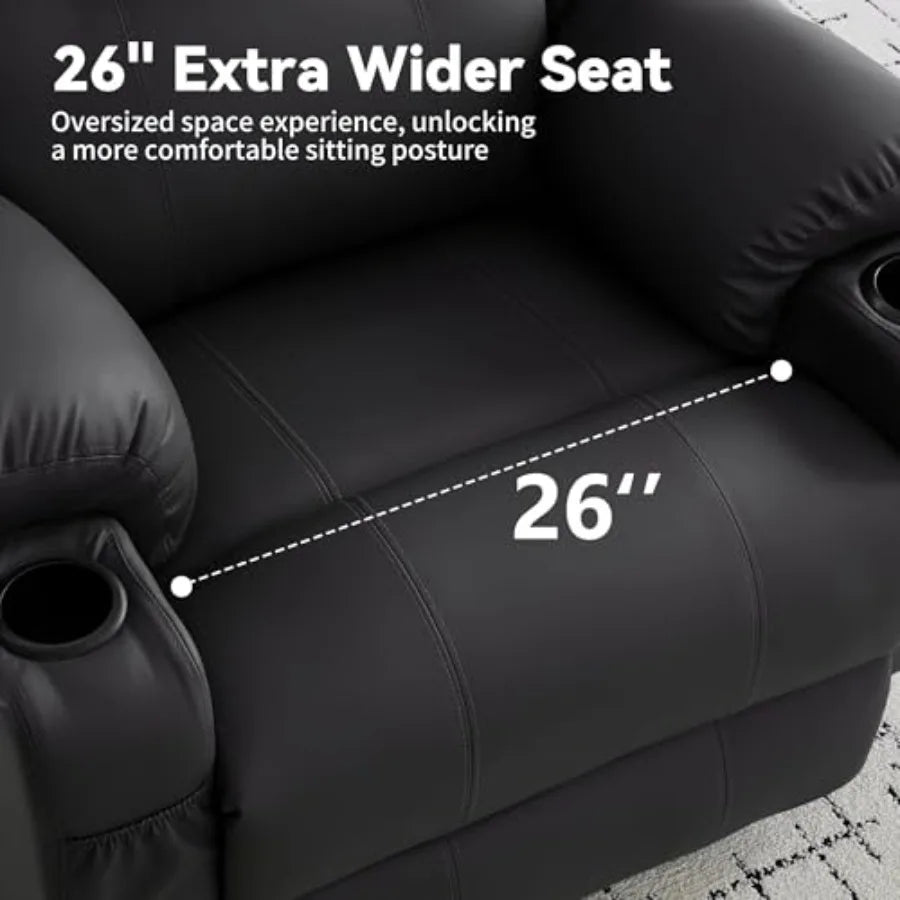 Oversized Recliner Chair, 360° Swivel Recliner for Adults, Swivel Rocker Recliner Chair with Heat and Massage, Manual Recliner