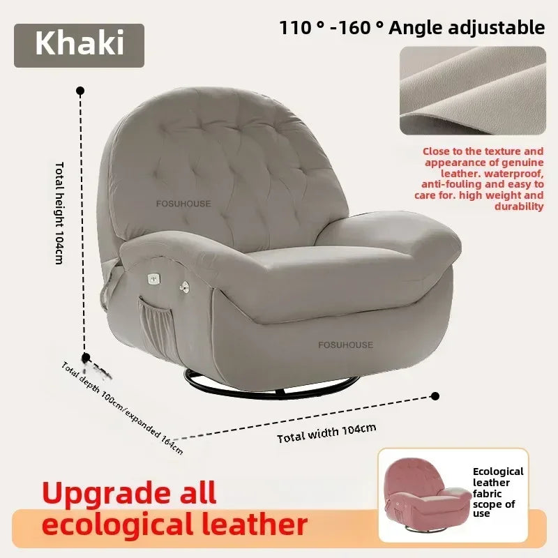 Nordic Home Rotating Recliner Modern Living Room Furniture Leisure Lazy Sofa Bed Rocking Chair Designer Fabric Living Room Sofas